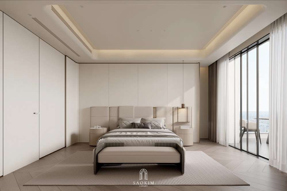 Thiết kế không gian phòng ngủ phụ phong cách Contemporary Luxury dự án Vinhomes Symphony
